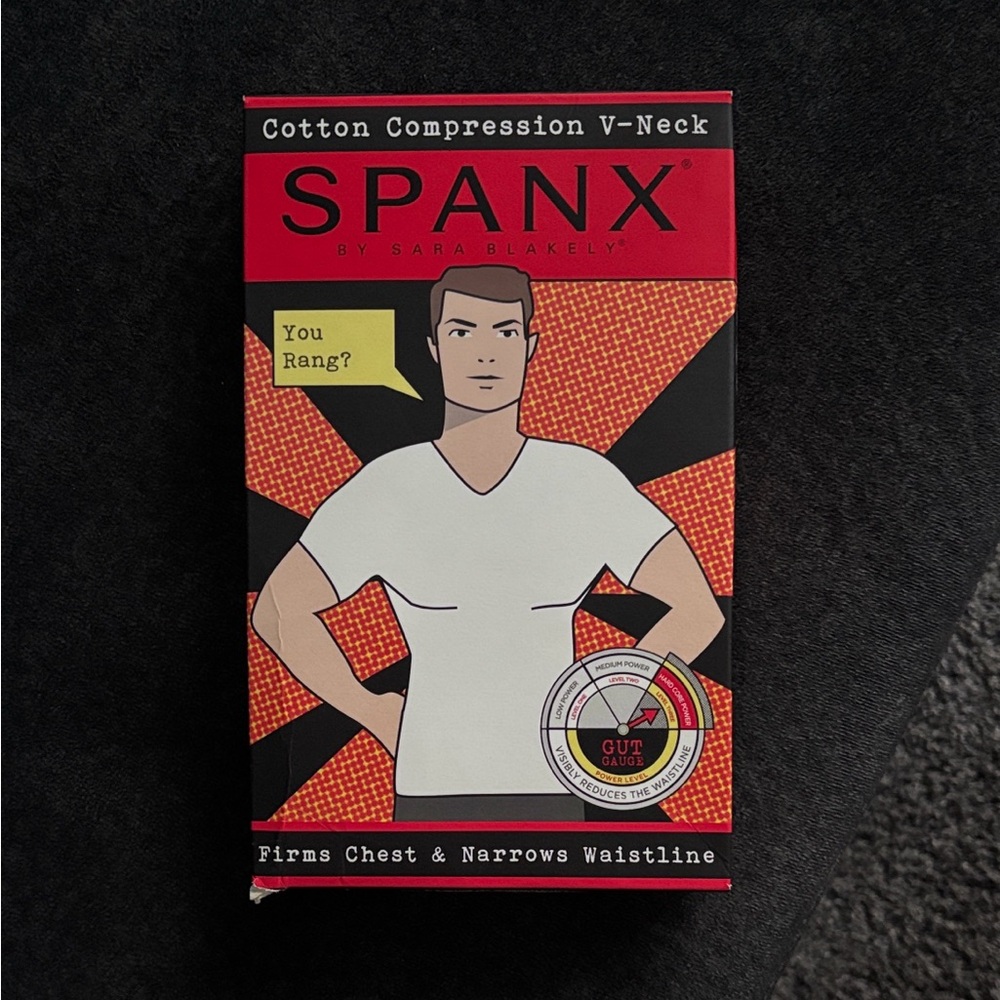 SPANX Men's Cotton Compression V-Neck - black